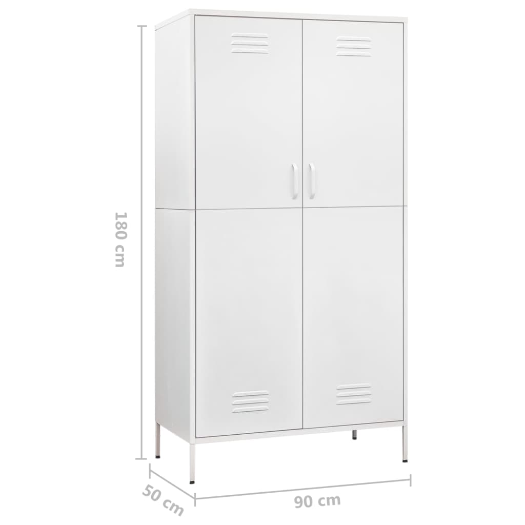 Armadio Bianco 90x50x180 cm in Acciaio - homemem39