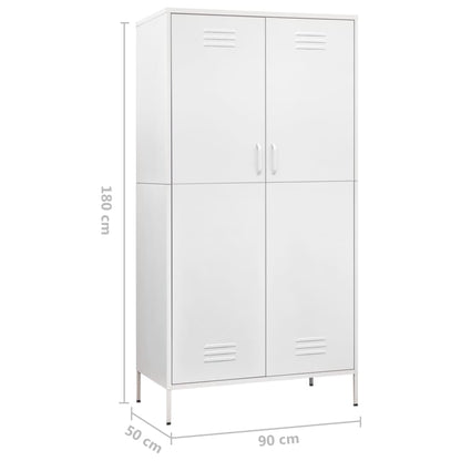 Armadio Bianco 90x50x180 cm in Acciaio - homemem39