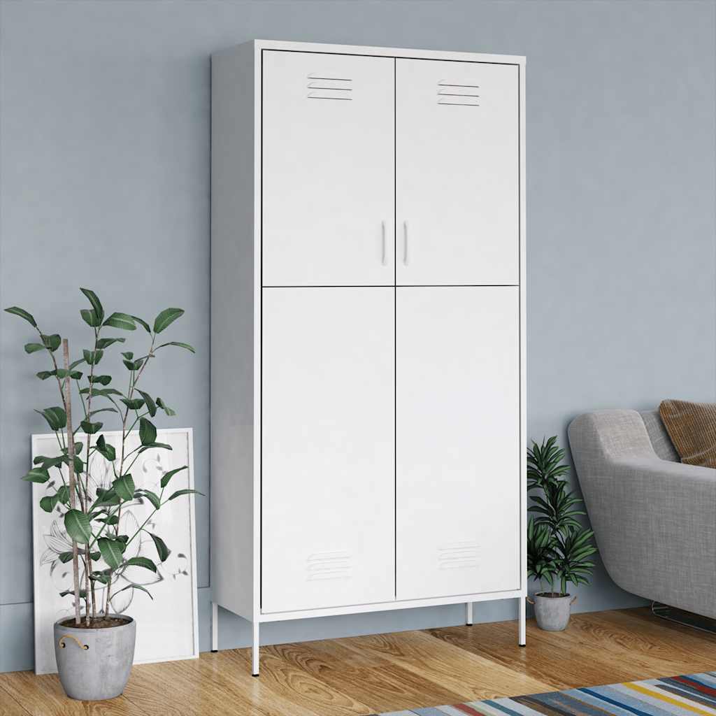Armadio Bianco 90x50x180 cm in Acciaio | homemem39