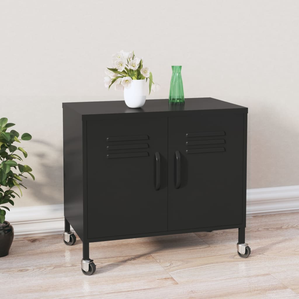 Armadietto Nero 60x35x56 cm in Acciaio | homemem39