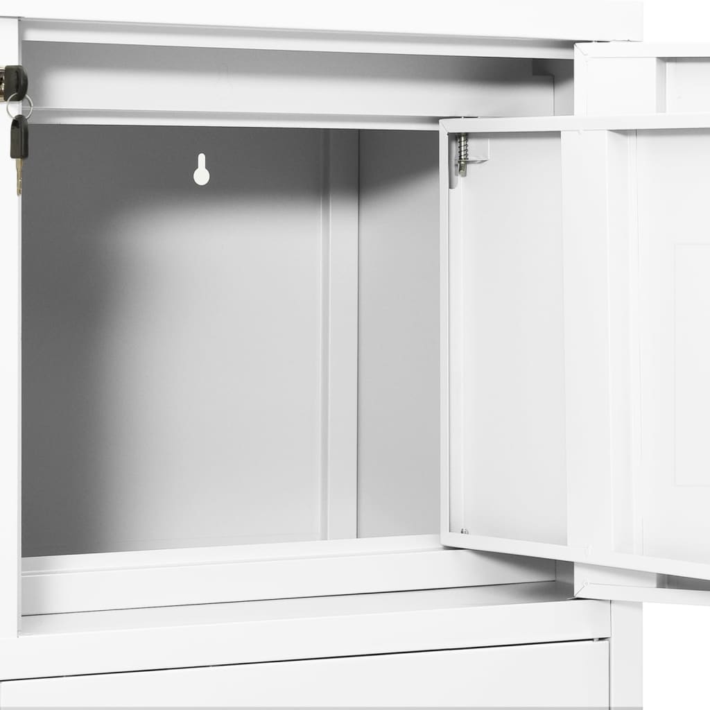 Armadio per Ufficio Bianco 90x40x102 cm in Acciaio | homemem39