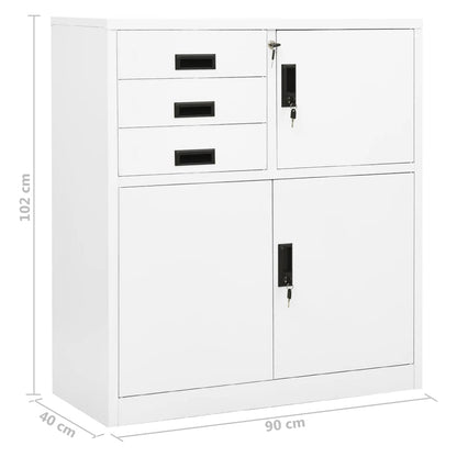 Armadio per Ufficio Bianco 90x40x102 cm in Acciaio | homemem39