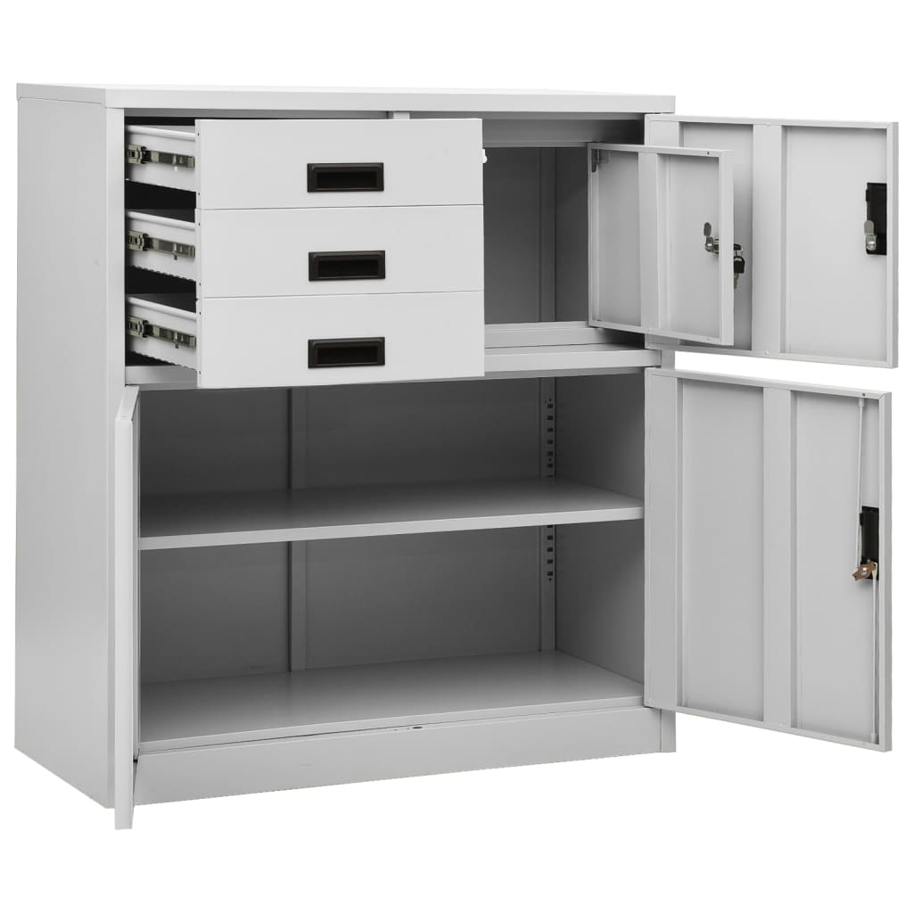 Armadio per Ufficio Grigio Chiaro 90x40x102 cm in Acciaio | homemem39