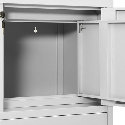 Armadio per Ufficio Grigio Chiaro 90x40x102 cm in Acciaio - homemem39