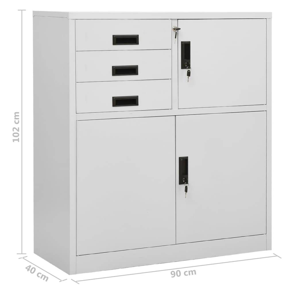 Armadio per Ufficio Grigio Chiaro 90x40x102 cm in Acciaio | homemem39