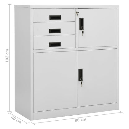 Armadio per Ufficio Grigio Chiaro 90x40x102 cm in Acciaio | homemem39
