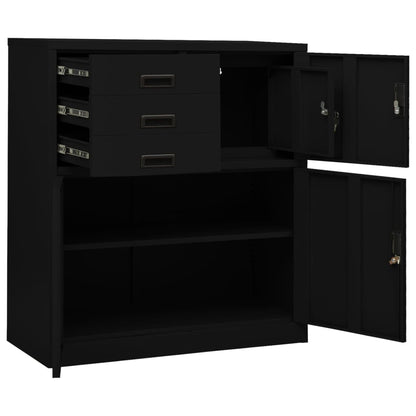 Armadio per Ufficio Nero 90x40x102 cm in Acciaio | homemem39