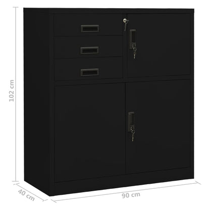 Armadio per Ufficio Nero 90x40x102 cm in Acciaio | homemem39