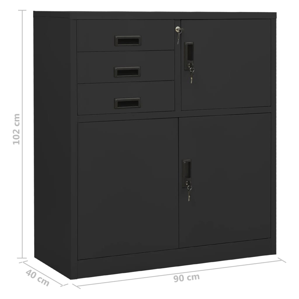 Armadio per Ufficio Antracite 90x40x102 cm in Acciaio | homemem39