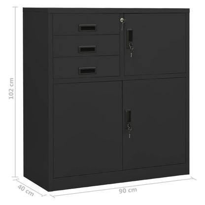 Armadio per Ufficio Antracite 90x40x102 cm in Acciaio | homemem39