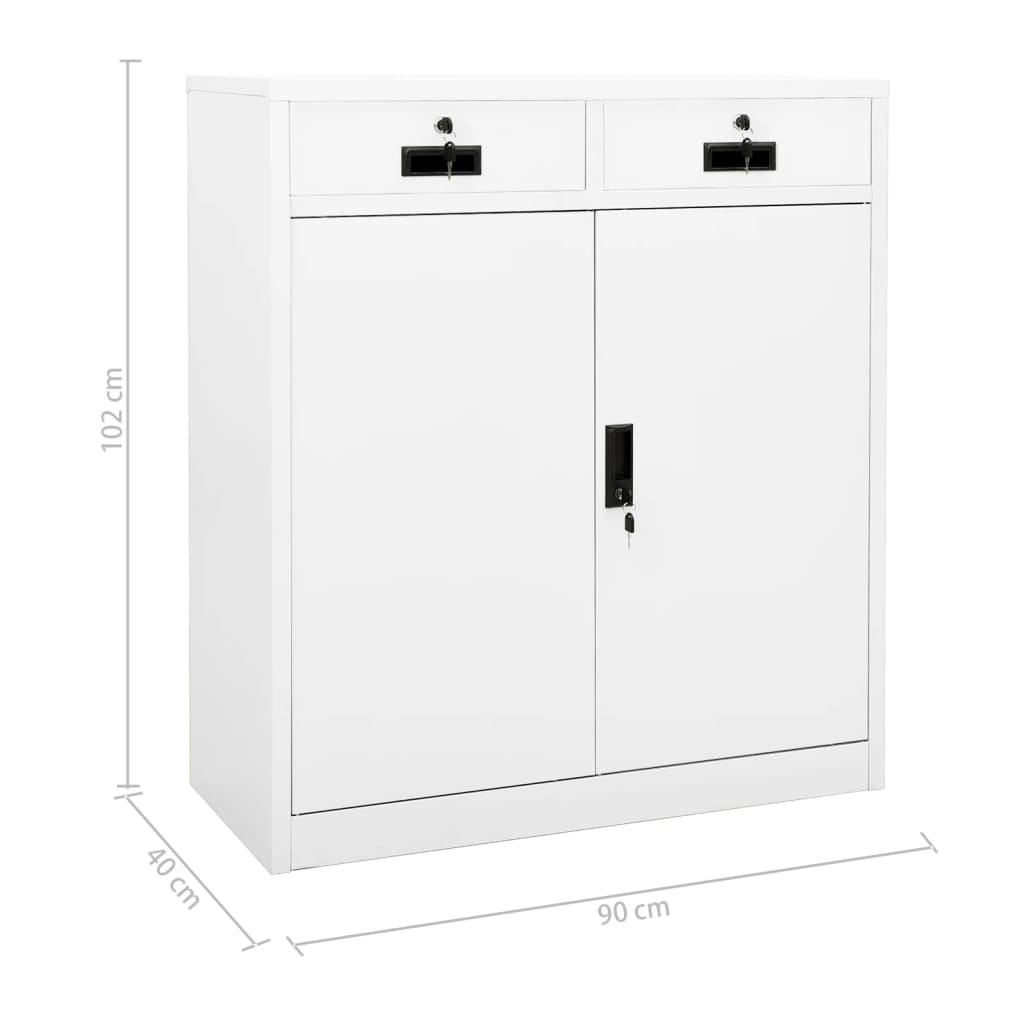 Armadio per Ufficio Bianco 90x40x102 cm in Acciaio | homemem39