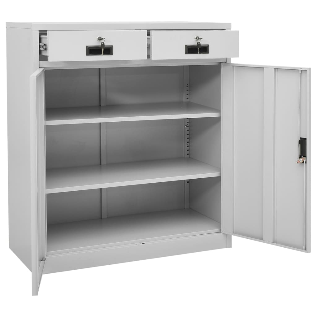 Armadio per Ufficio Grigio Chiaro 90x40x102 cm in Acciaio | homemem39