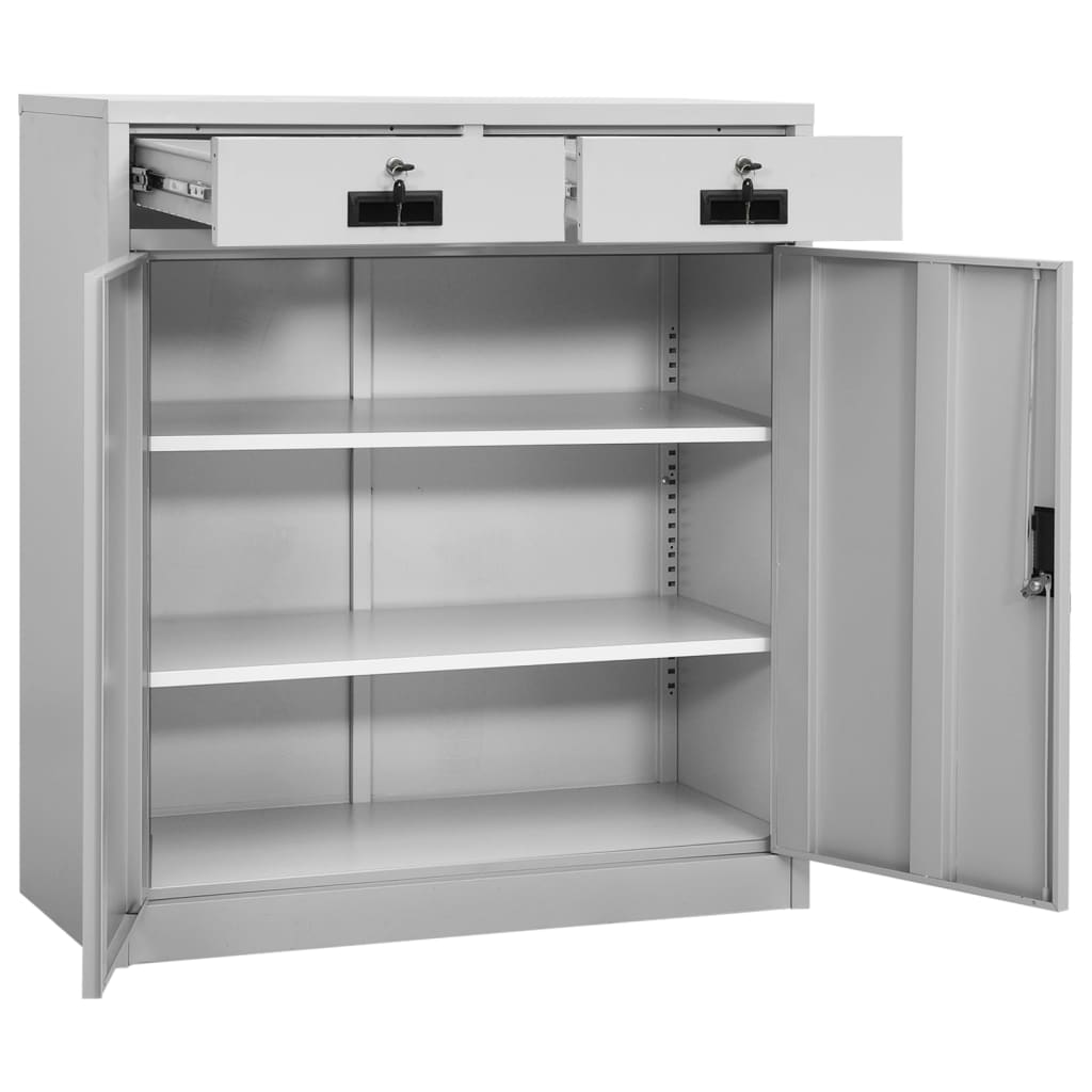 Armadio per Ufficio Grigio Chiaro 90x40x102 cm in Acciaio | homemem39