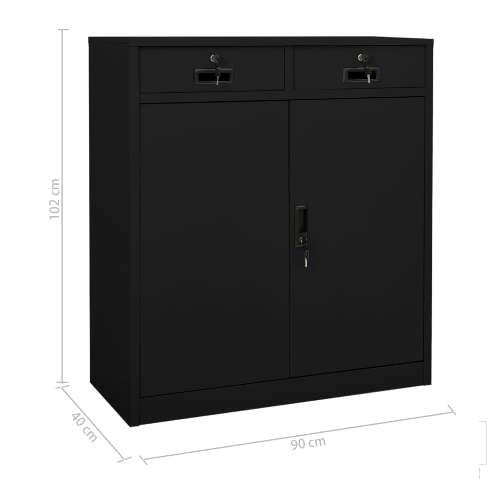 Armadio per Ufficio Nero 90x40x102 cm in Acciaio | homemem39