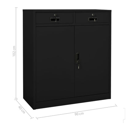 Armadio per Ufficio Nero 90x40x102 cm in Acciaio - homemem39
