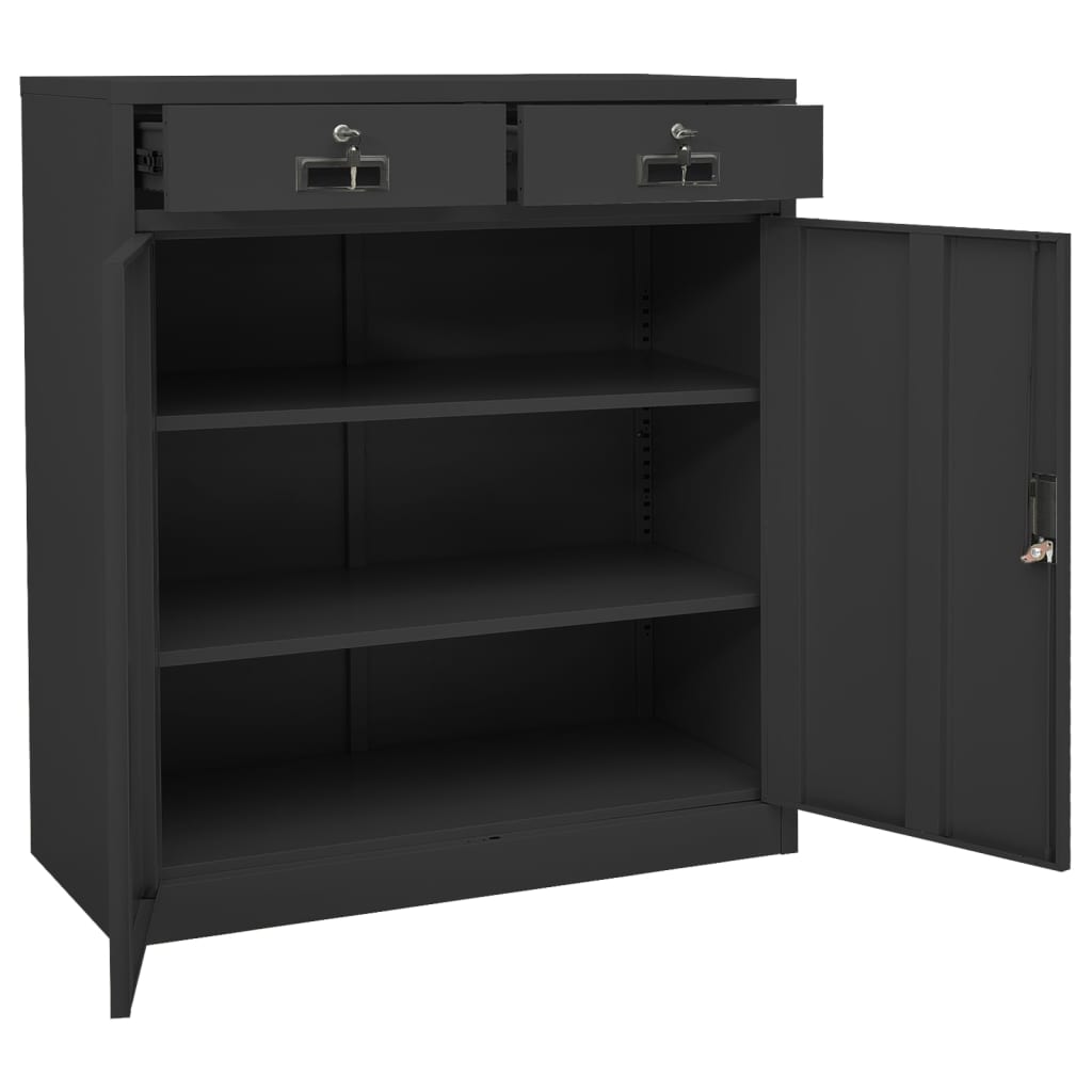Armadio per Ufficio Antracite 90x40x102 cm in Acciaio | homemem39