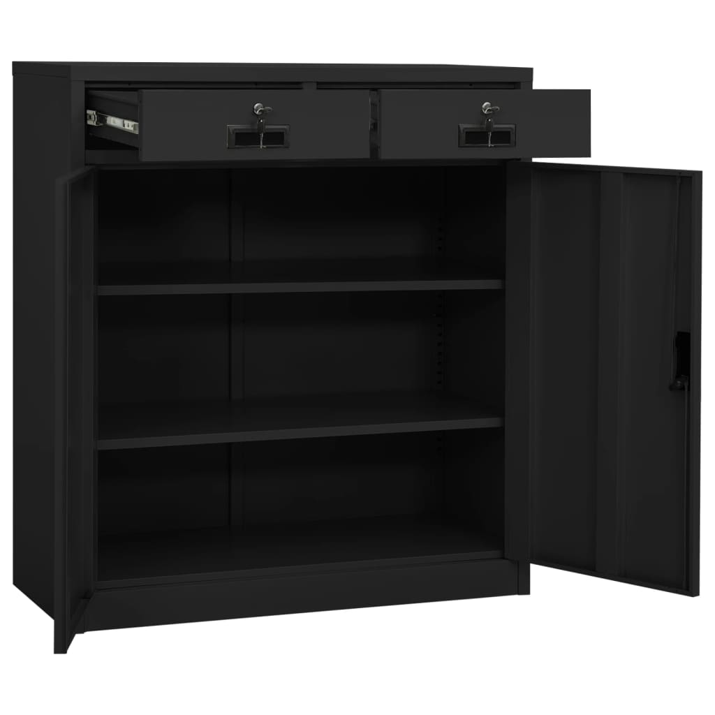 Armadio per Ufficio Antracite 90x40x102 cm in Acciaio | homemem39