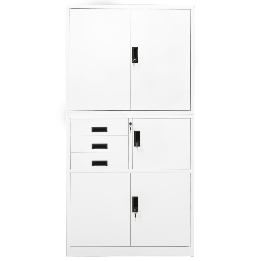 Armadio per Ufficio Bianco 90x40x180 cm in Acciaio | homemem39
