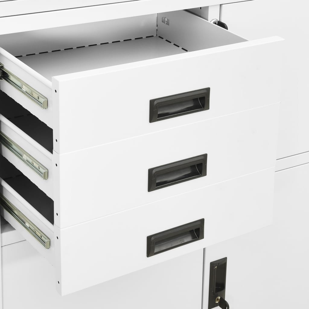 Armadio per Ufficio Bianco 90x40x180 cm in Acciaio | homemem39
