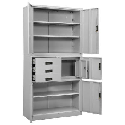 Armadio per Ufficio Grigio Chiaro 90x40x180 cm in Acciaio | homemem39
