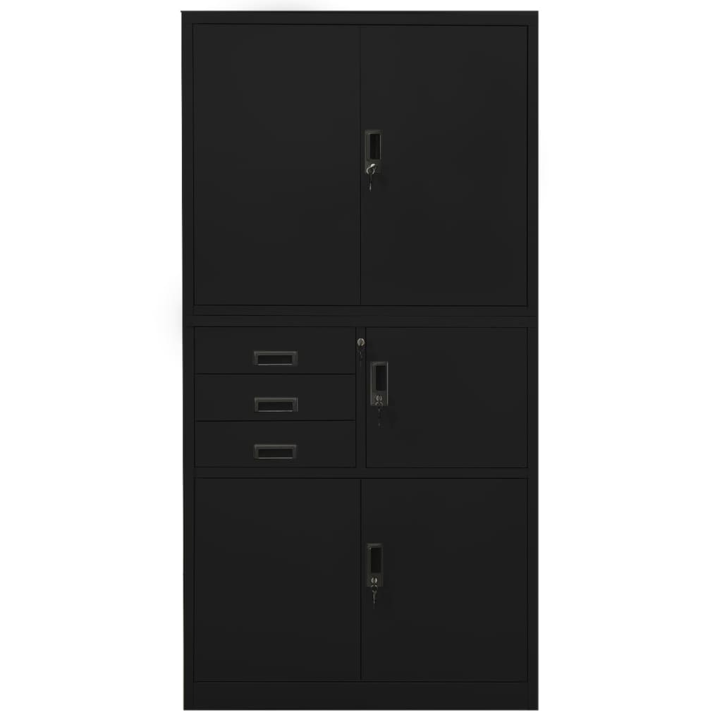 Armadio per Ufficio Nero 90x40x180 cm in Acciaio | homemem39