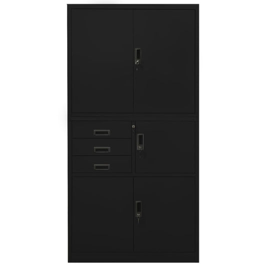 Armadio per Ufficio Nero 90x40x180 cm in Acciaio | homemem39