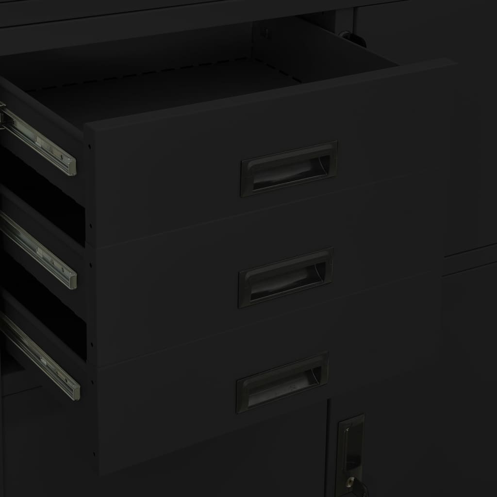 Armadio per Ufficio Nero 90x40x180 cm in Acciaio | homemem39