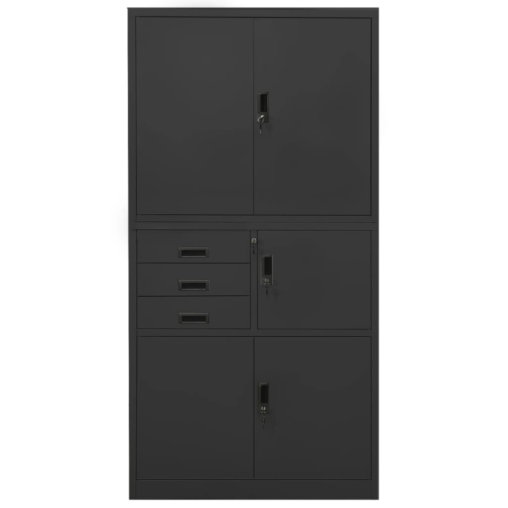 Armadio per Ufficio Antracite 90x40x180 cm in Acciaio | homemem39