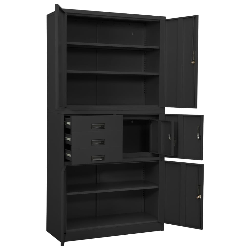 Armadio per Ufficio Antracite 90x40x180 cm in Acciaio | homemem39