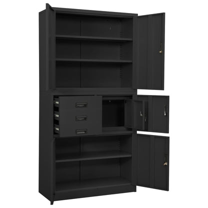Armadio per Ufficio Antracite 90x40x180 cm in Acciaio | homemem39