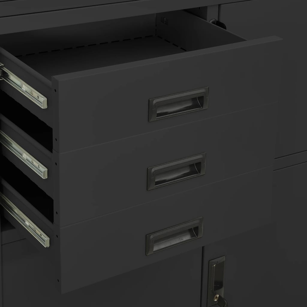 Armadio per Ufficio Antracite 90x40x180 cm in Acciaio | homemem39