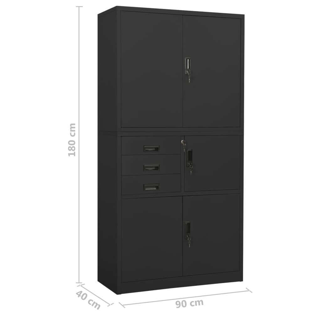 Armadio per Ufficio Antracite 90x40x180 cm in Acciaio | homemem39