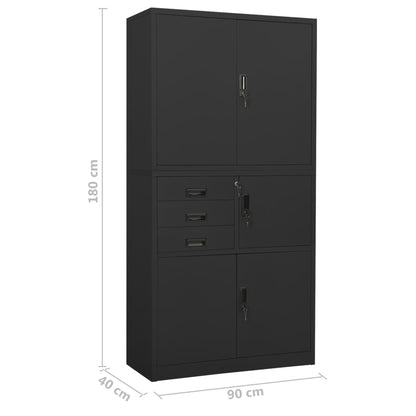 Armadio per Ufficio Antracite 90x40x180 cm in Acciaio | homemem39