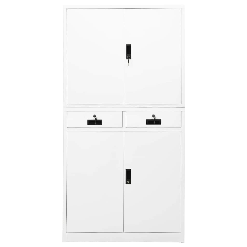Armadio per Ufficio Bianco 90x40x180 cm in Acciaio | homemem39