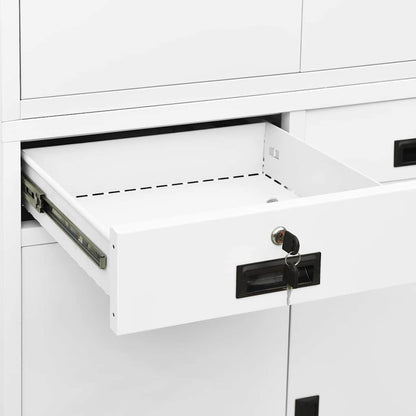 Armadio per Ufficio Bianco 90x40x180 cm in Acciaio | homemem39