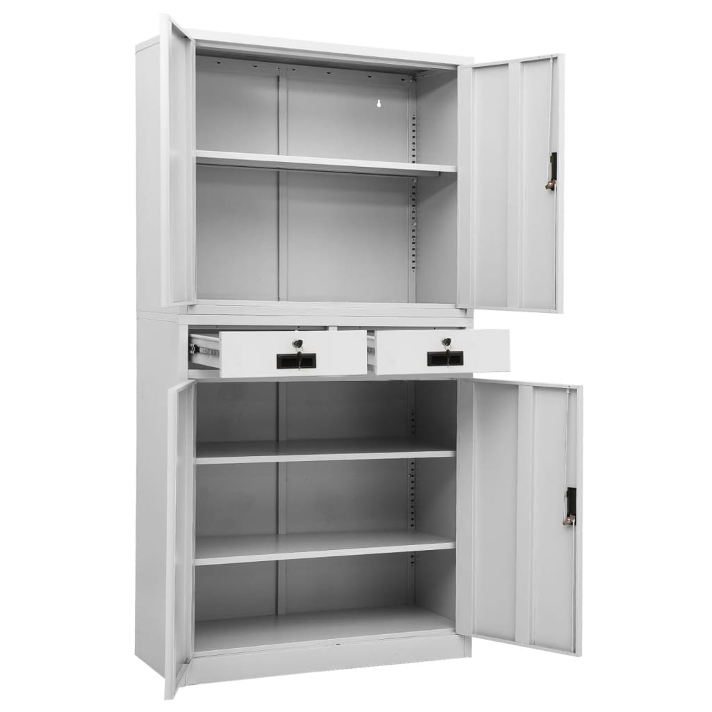 Armadio per Ufficio Grigio Chiaro 90x40x180 cm in Acciaio | homemem39