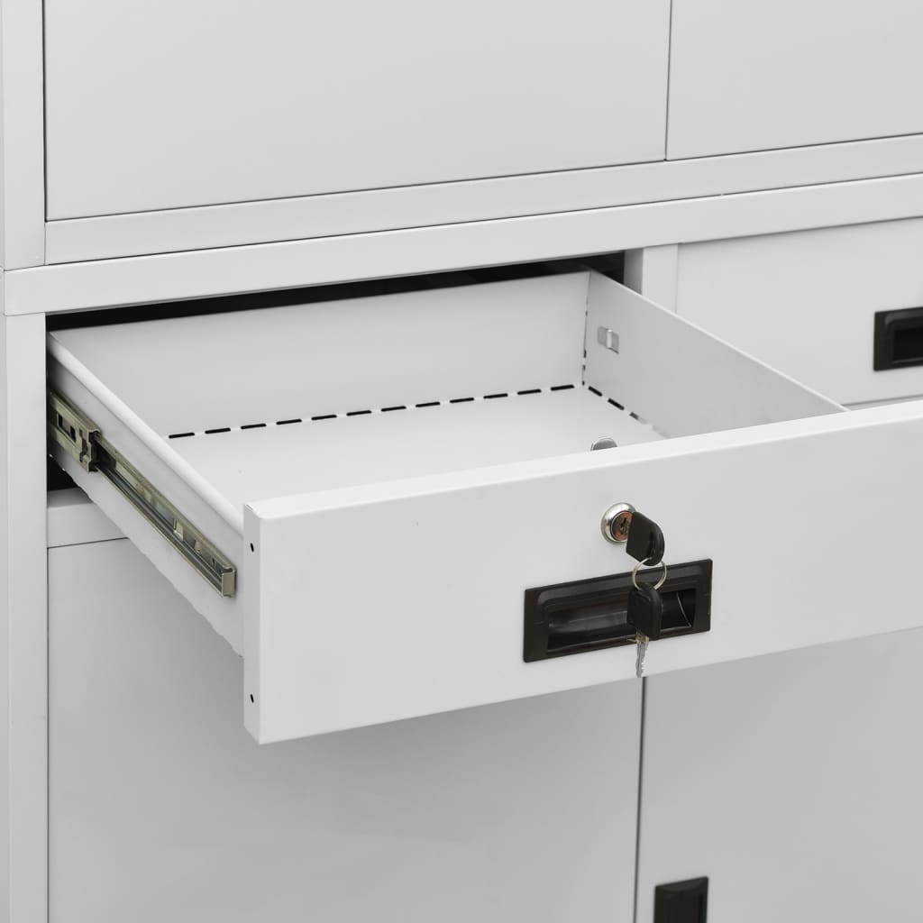 Armadio per Ufficio Grigio Chiaro 90x40x180 cm in Acciaio | homemem39