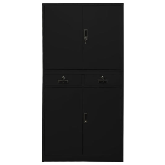 Armadio per Ufficio Nero 90x40x180 cm in Acciaio | homemem39
