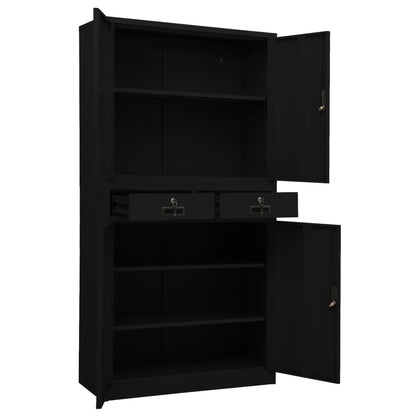Armadio per Ufficio Nero 90x40x180 cm in Acciaio | homemem39