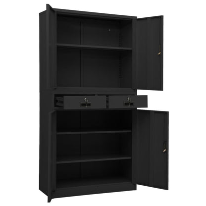 Armadio per Ufficio Antracite 90x40x180 cm in Acciaio | homemem39