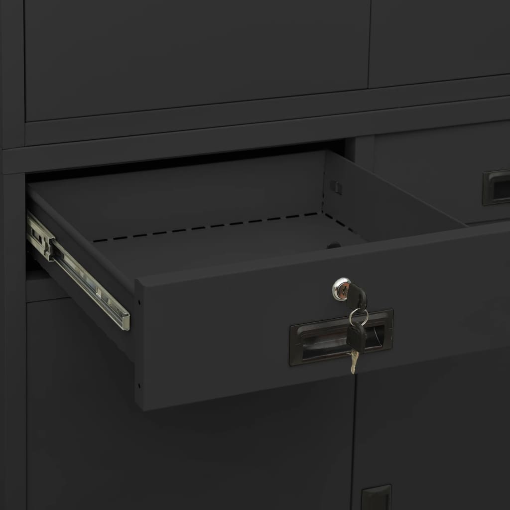 Armadio per Ufficio Antracite 90x40x180 cm in Acciaio | homemem39