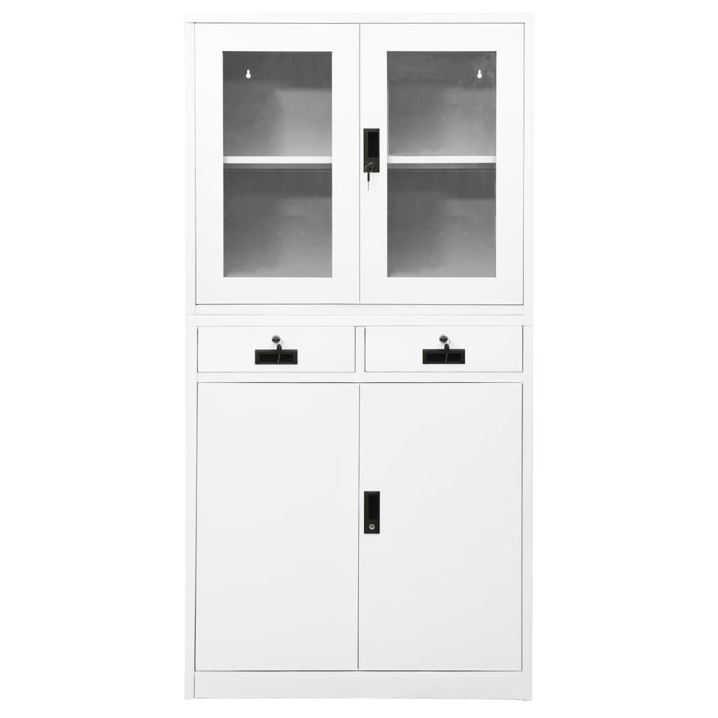 Armadio per Ufficio Bianco 90x40x180 cm in Acciaio e Vetro - homemem39