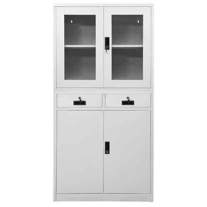 Armadio per Ufficio Grigio Chiaro 90x40x180 cm Acciaio e Vetro | homemem39