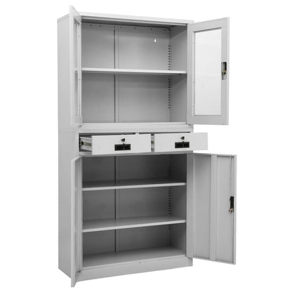 Armadio per Ufficio Grigio Chiaro 90x40x180 cm Acciaio e Vetro | homemem39