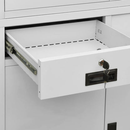 Armadio per Ufficio Grigio Chiaro 90x40x180 cm Acciaio e Vetro | homemem39