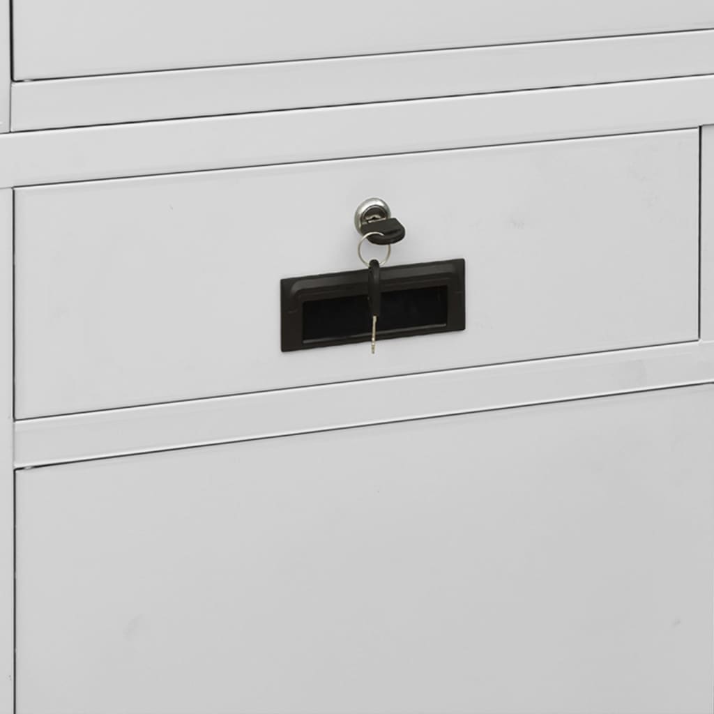 Armadio per Ufficio Grigio Chiaro 90x40x180 cm Acciaio e Vetro | homemem39