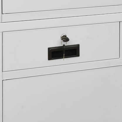 Armadio per Ufficio Grigio Chiaro 90x40x180 cm Acciaio e Vetro | homemem39