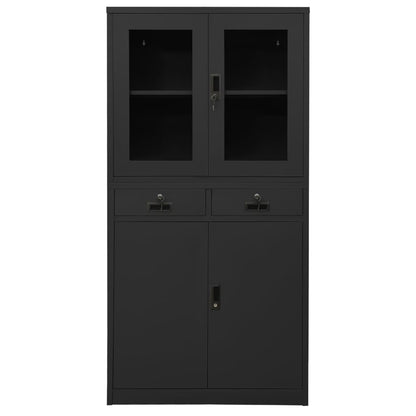 Armadio per Ufficio Antracite 90x40x180 cm in Acciaio e Vetro | homemem39