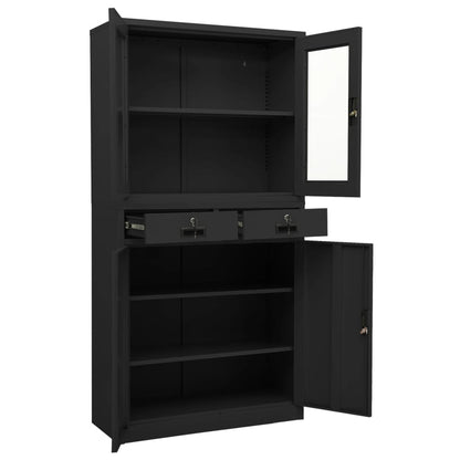 Armadio per Ufficio Antracite 90x40x180 cm in Acciaio e Vetro | homemem39