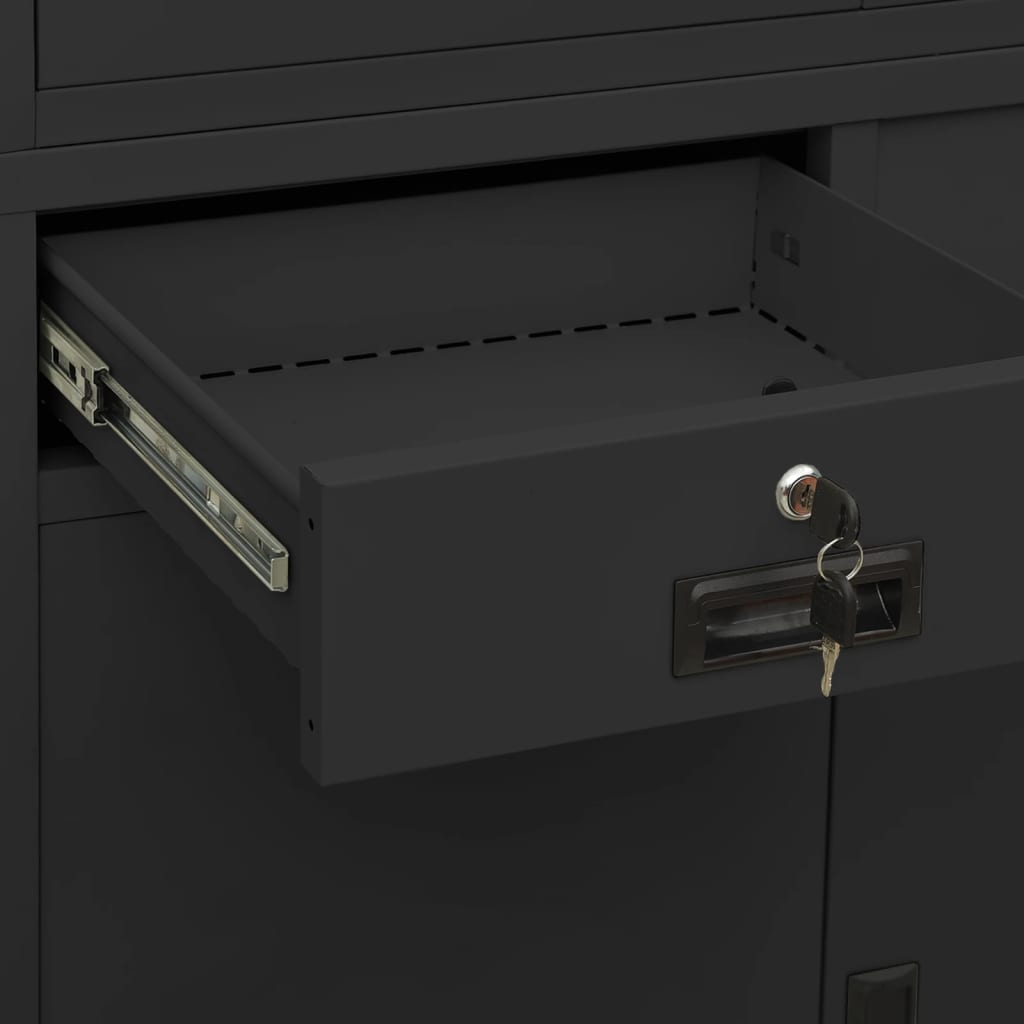 Armadio per Ufficio Antracite 90x40x180 cm in Acciaio e Vetro | homemem39
